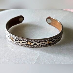 Sabona London Silver and Gold Tone Copper Cuff Bracelet